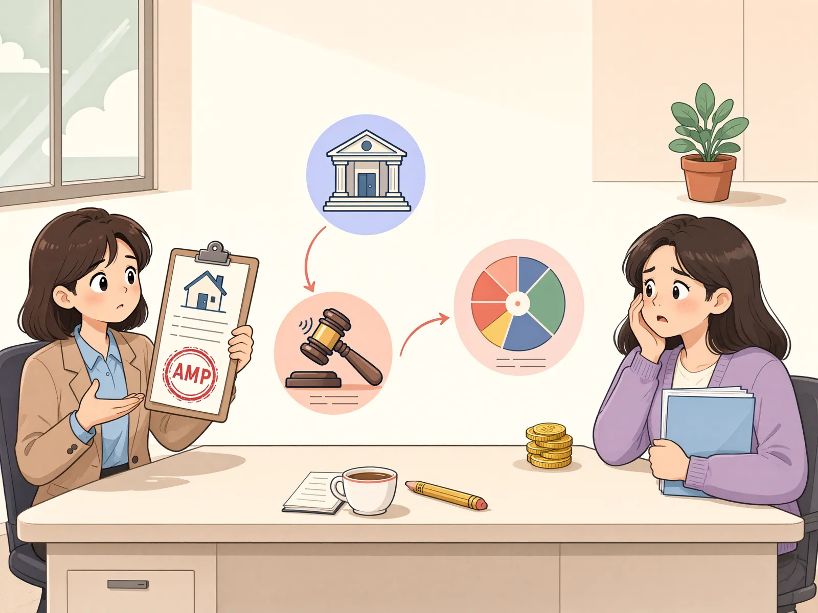 「가압류된 부동산을 산 뒤 경매가 시작됐다면」 상황을 그린 삽화
