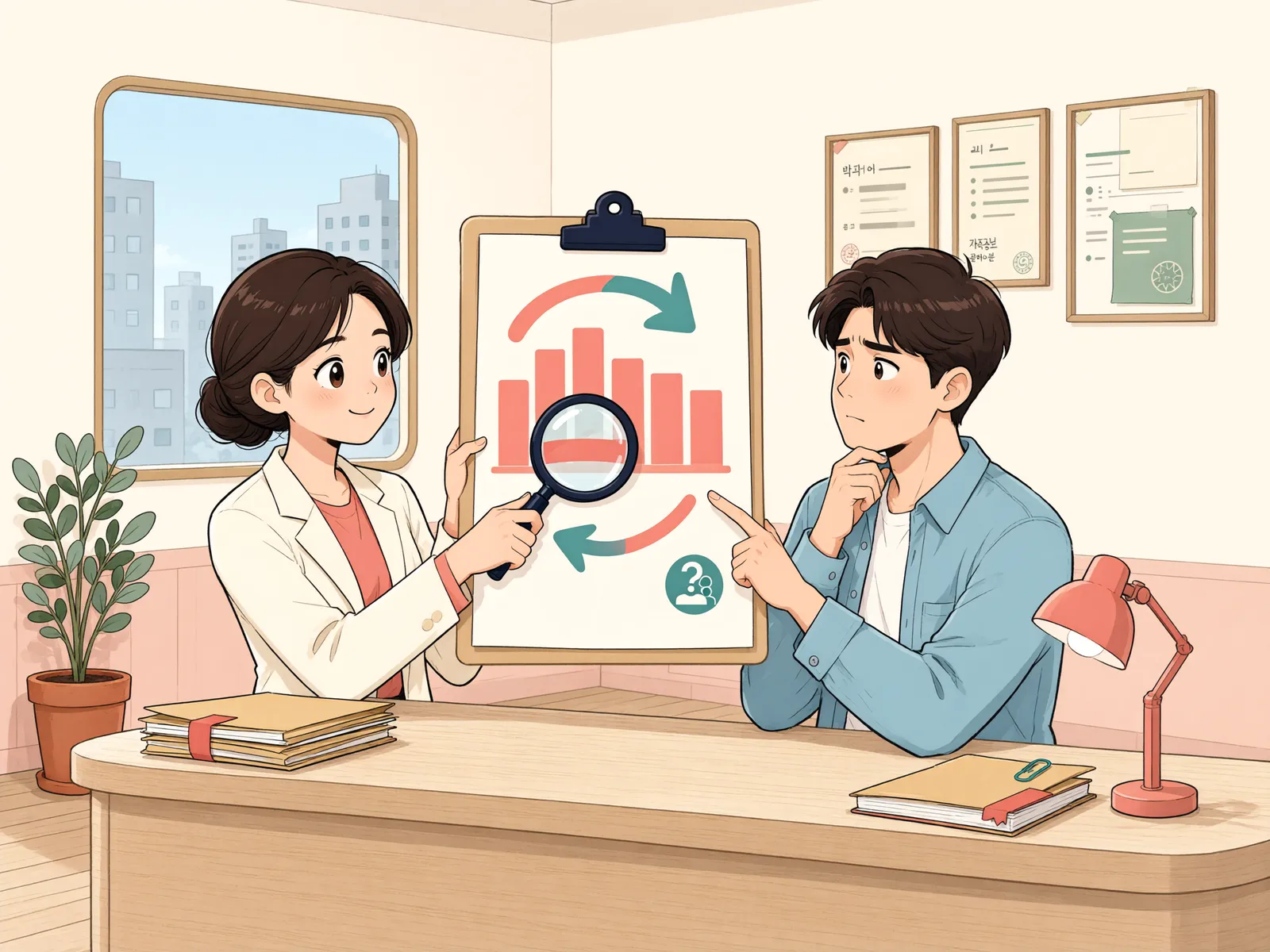 「보증금이 달라진 상가 임대차, 최우선변제 기준은 언제일까」 상황을 그린 삽화