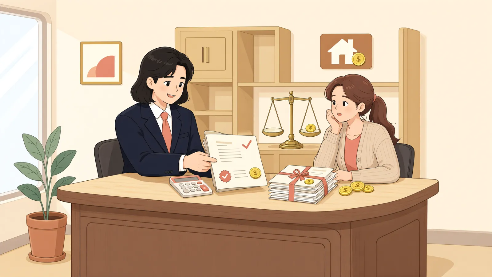 「배분요구를 놓친 임금채권자, 후순위 수령자에게 반환을 청구할 수 있을까」 상황을 그린 삽화