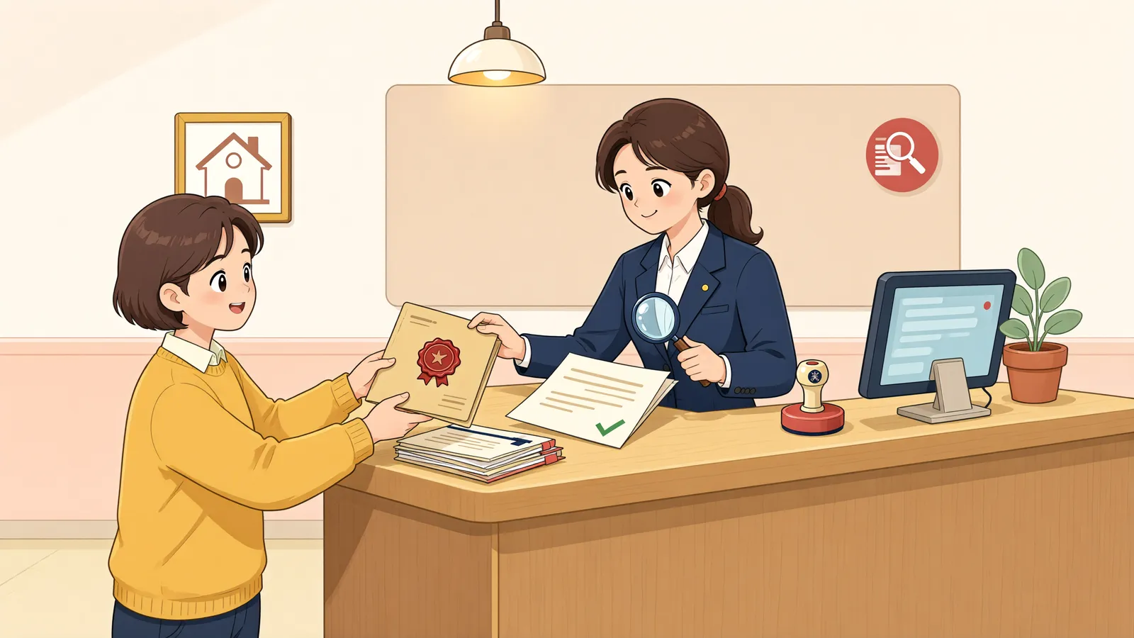 「확정판결이 있는데도 등기관이 명의신탁을 다시 따져볼 수 있을까」 상황을 그린 삽화