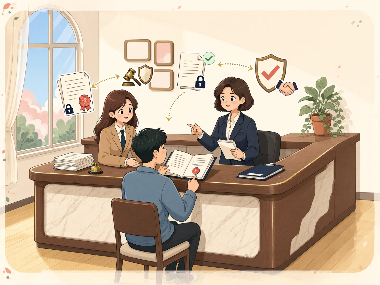 「먼저 양도받은 분양권, 뒤늦은 압류에 어떻게 맞설까」 상황을 그린 삽화