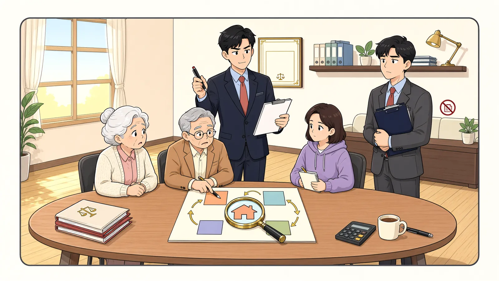 「상속재산을 한 사람에게 몰아줬다면, 채권자는 문제 삼을 수 있을까」 상황을 그린 삽화