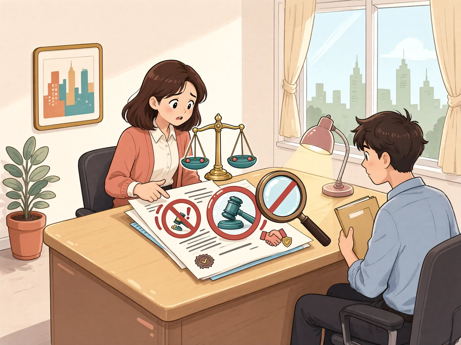 「잔금 미지급 때도 매도인은 해제할 수 없을까?」 상황을 그린 삽화