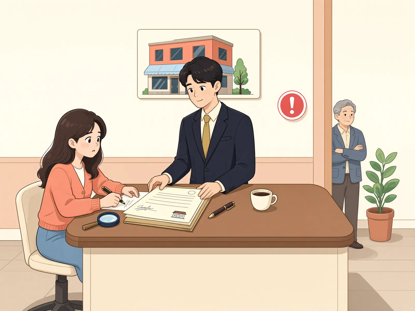 「소유자가 아닌 사람과 맺은 상가 임대차, 최우선변제도 가능할까?」 상황을 그린 삽화