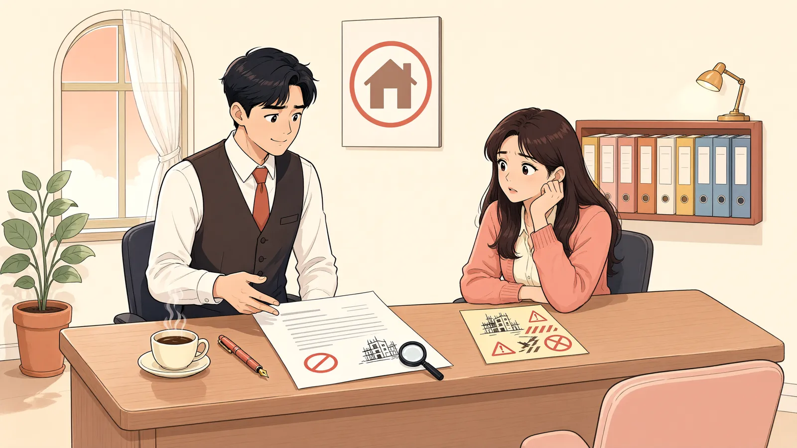 「허가 없는 창고, 가압류도 가능할까」 상황을 그린 삽화