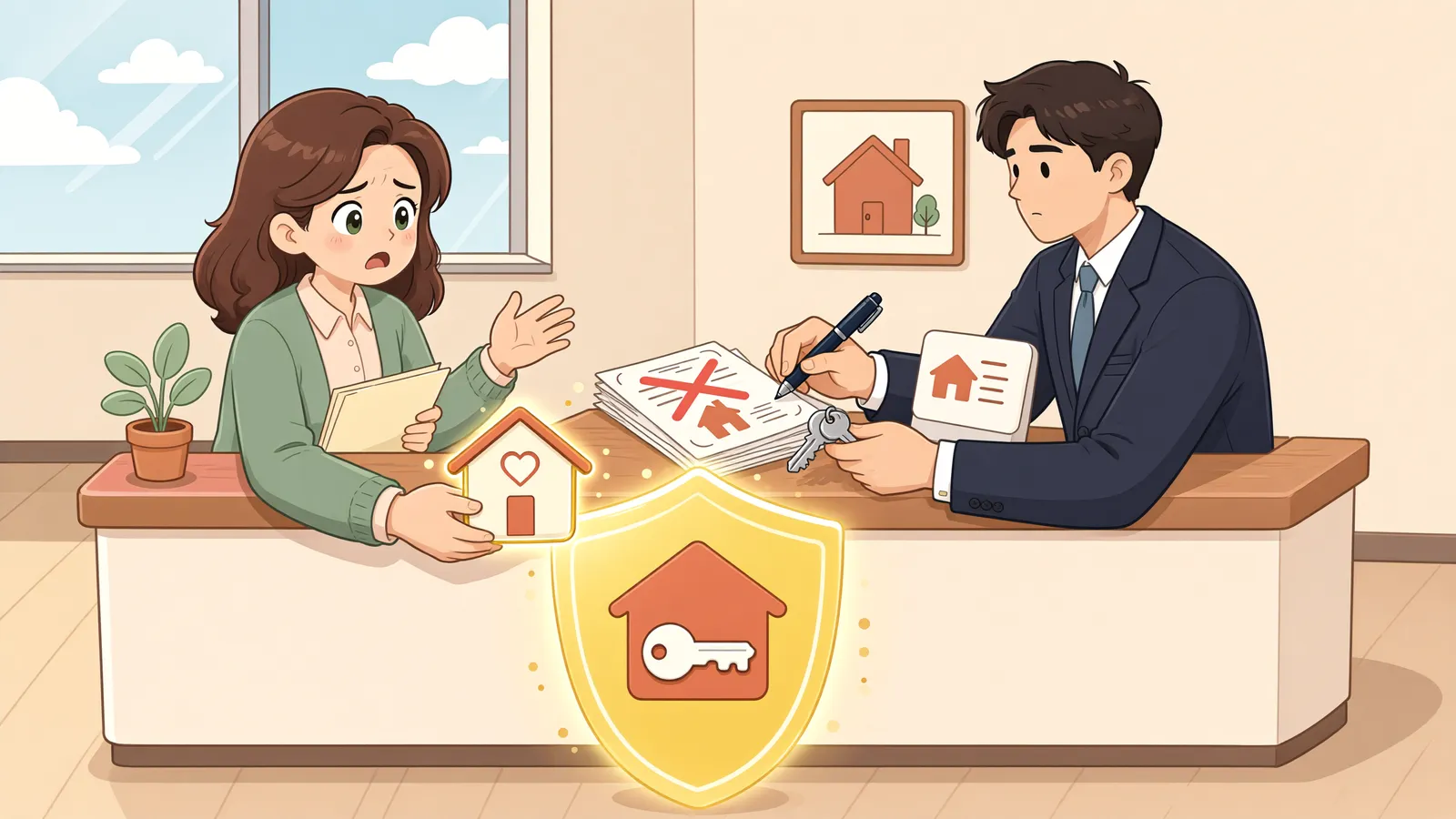 「명의수탁자가 부동산을 팔았다면, 누구에게 무엇을 청구할까」 상황을 그린 삽화
