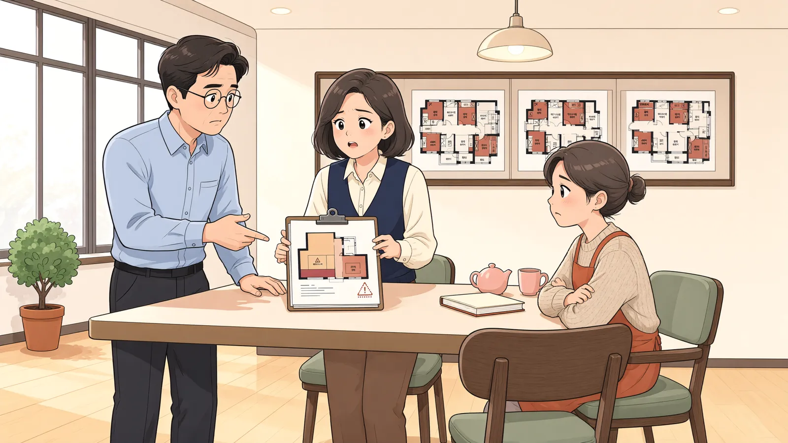 「계약서에 독점 조항이 없어도 임대인의 영업 보호 의무를 물을 수 있을까」 상황을 그린 삽화