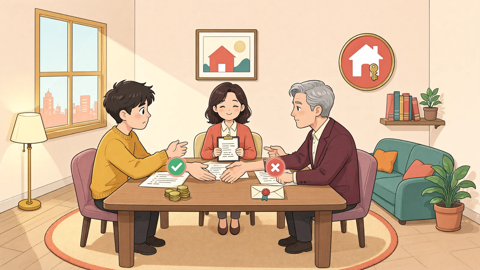 「집을 판 뒤에도 계속된 거래, 사해행위 판단에 어떤 의미가 있을까」 상황을 그린 삽화