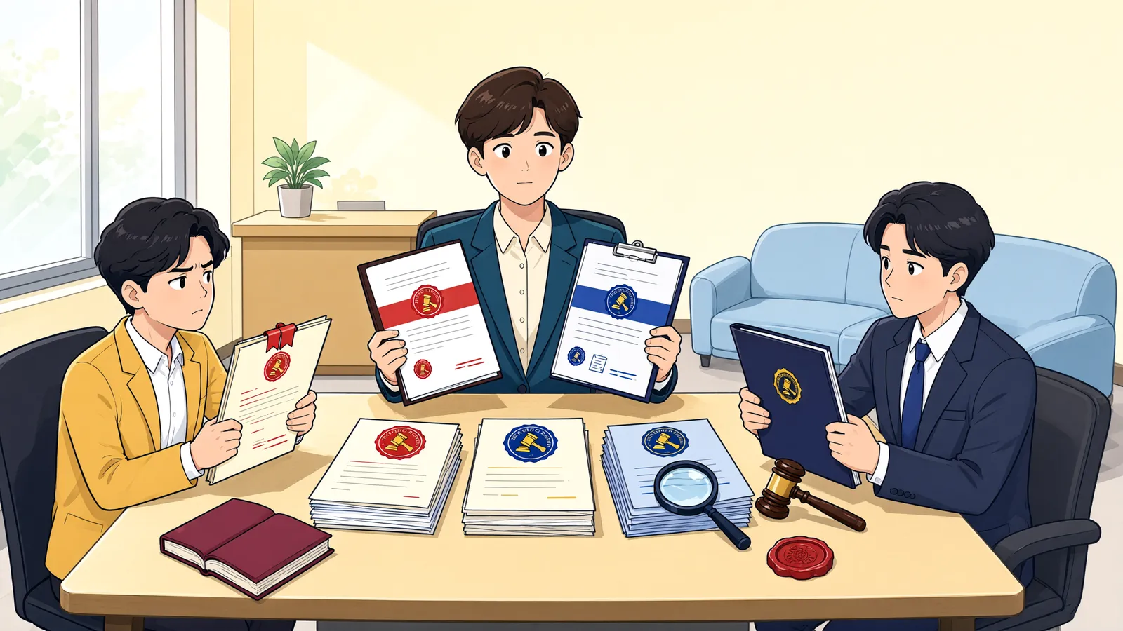 「가압류 뒤 설정된 근저당권, 배당에서 먼저 받을 수 있을까」 상황을 그린 삽화