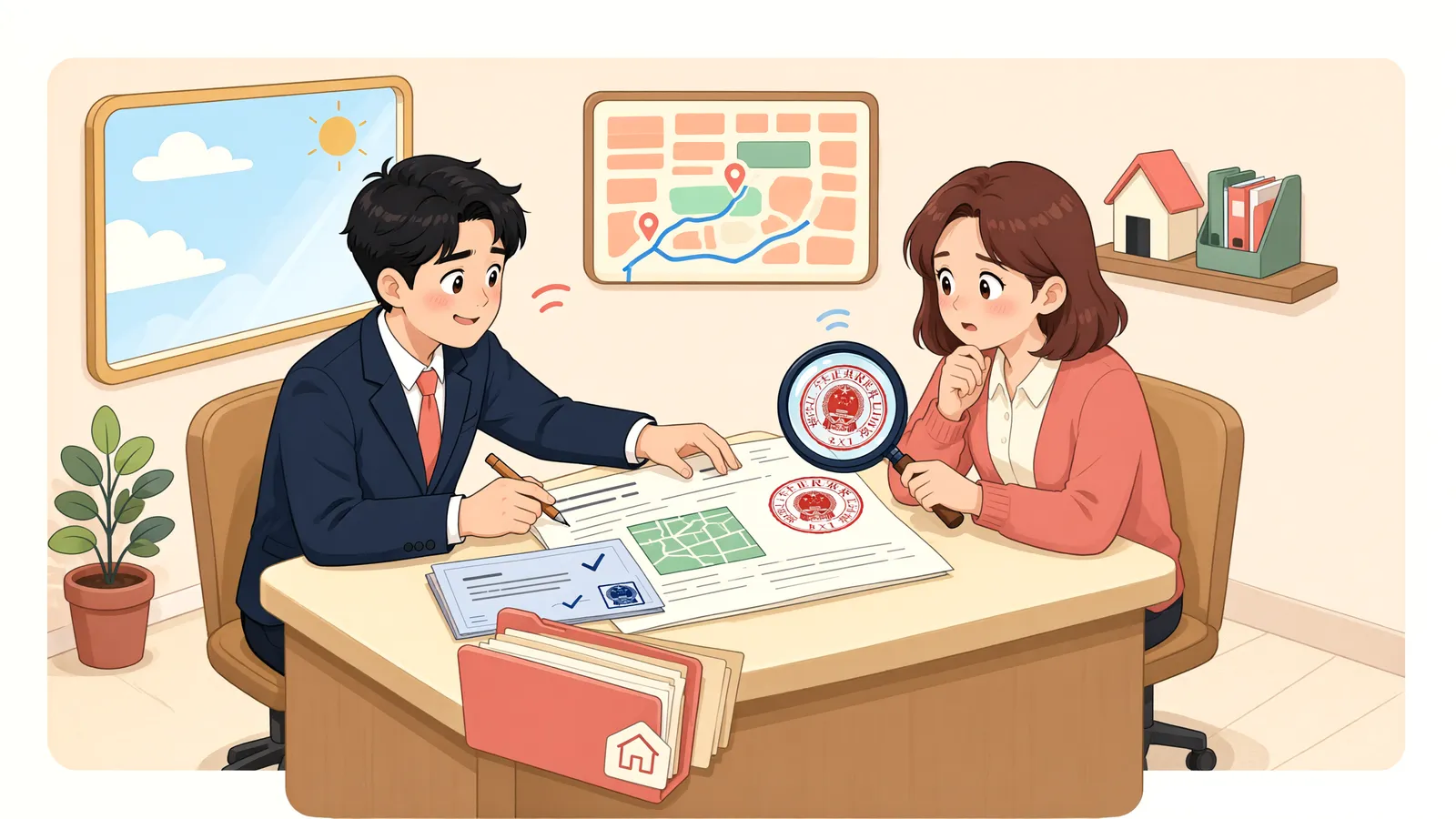 「등기부에 경매개시결정이 적혔다면, 채무자에게도 송달된 걸까?」 상황을 그린 삽화
