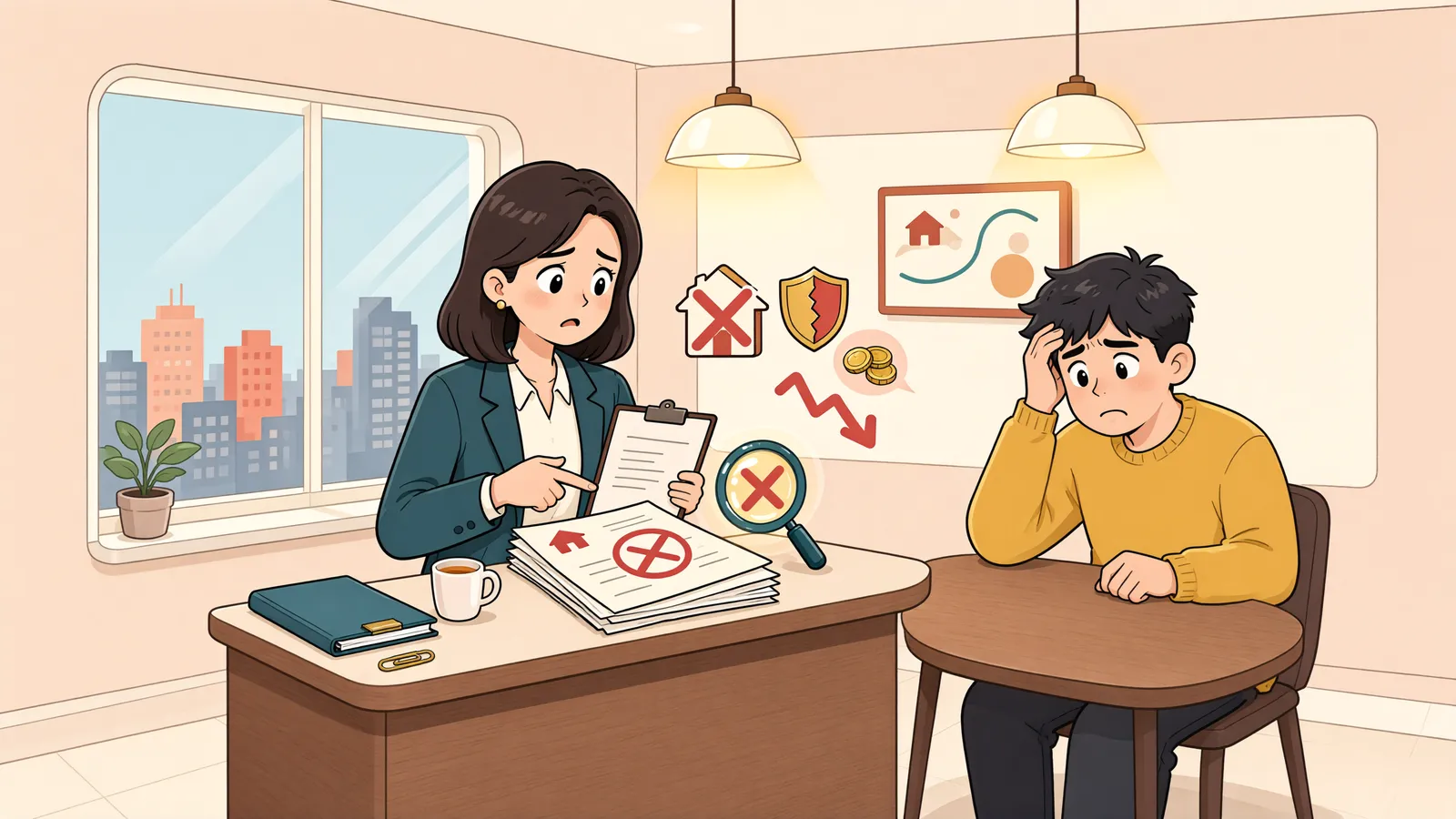 「근저당권 등기가 사라졌다면, 채권최고액 전부가 손해일까?」 상황을 그린 삽화