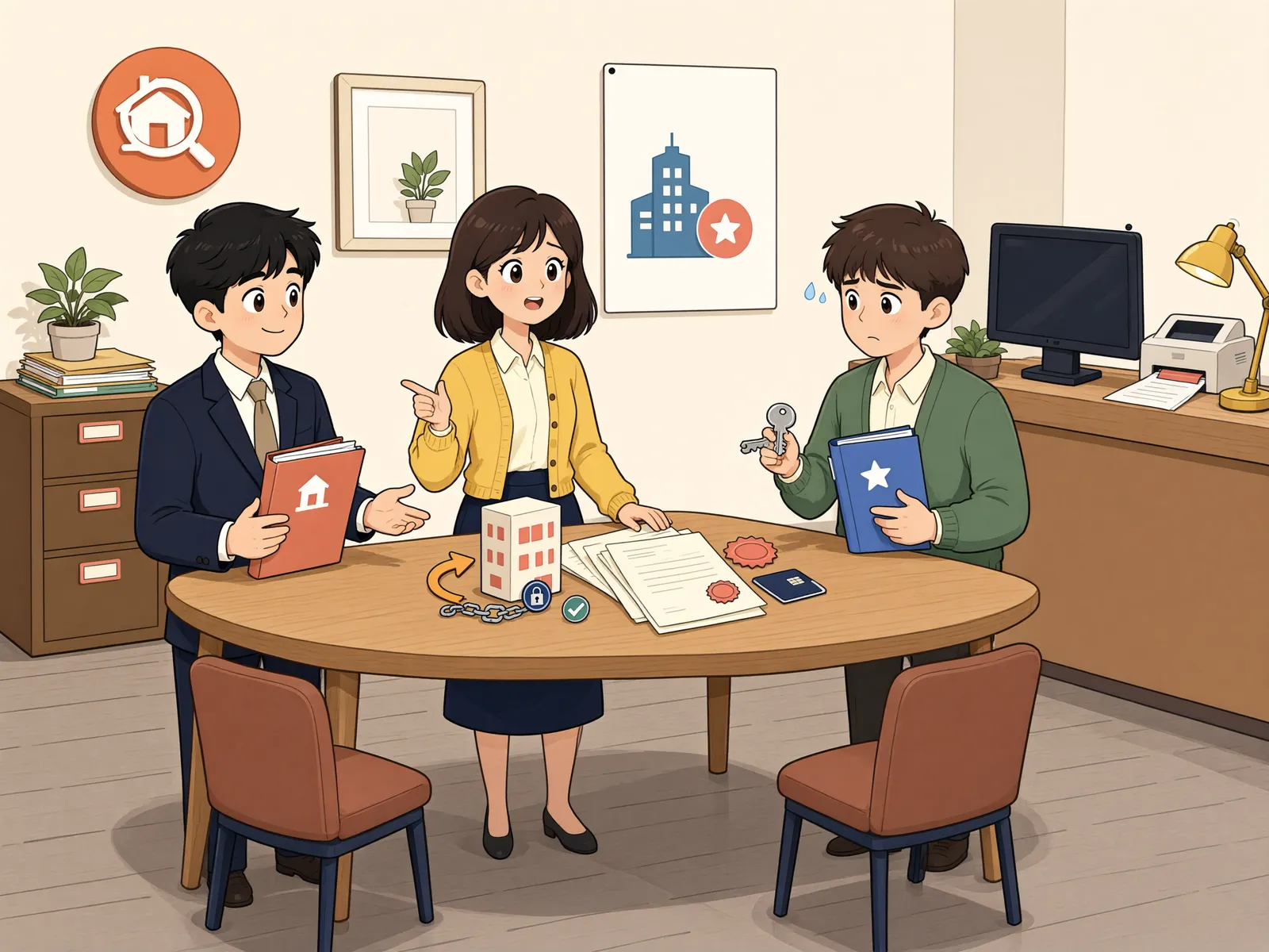 「건물 전세권자의 동의 없이 토지 임대차가 끝났다면」 상황을 그린 삽화