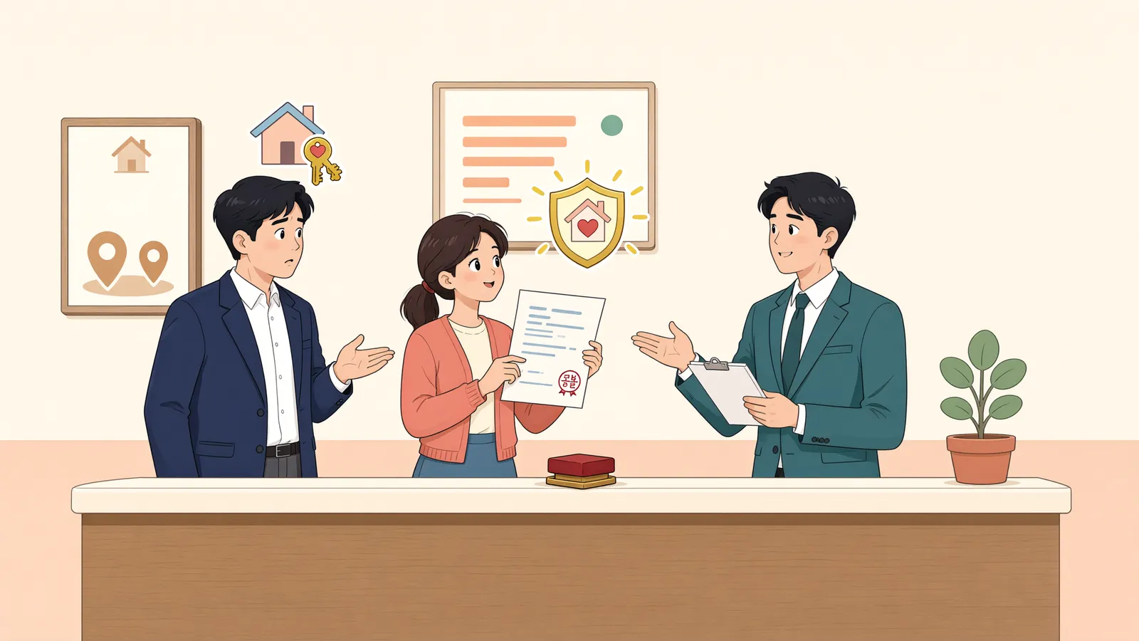 「등기부상 집주인이 아니어도 임대차 보호를 받을 수 있을까」 상황을 그린 삽화