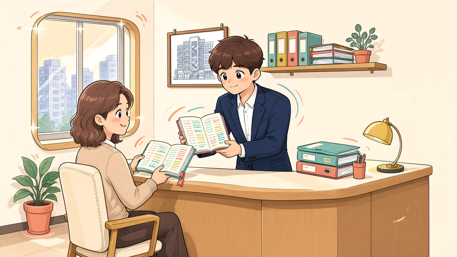 「관리비가 궁금한데 회계장부를 보여주지 않는다면」 상황을 그린 삽화