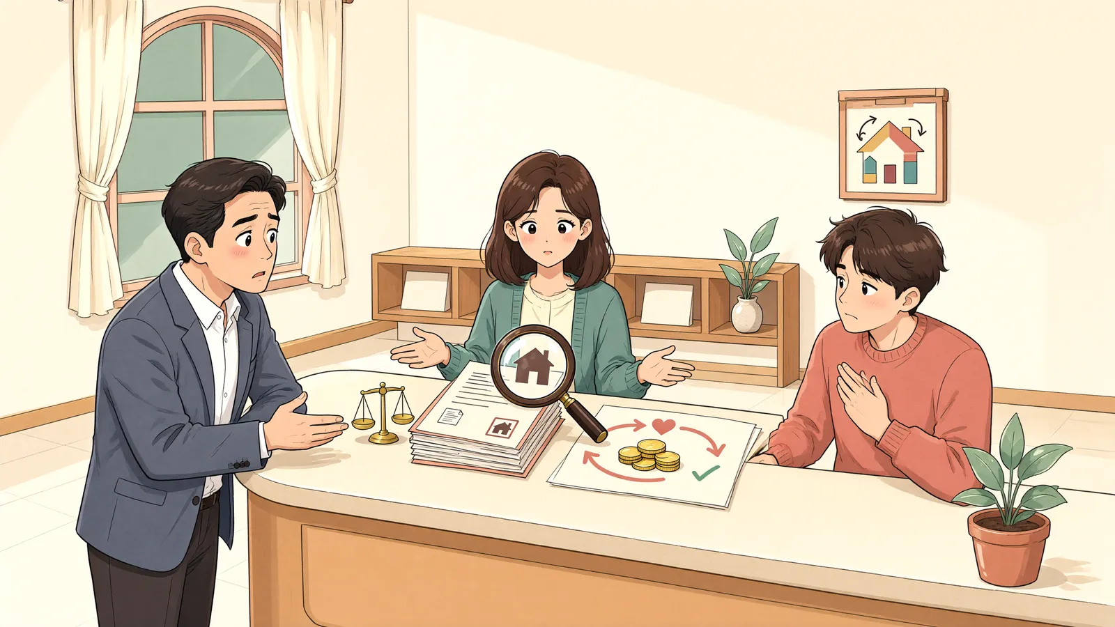 「명의만 빌려준 땅, 돌려달라고 할 수 있을까」 상황을 그린 삽화