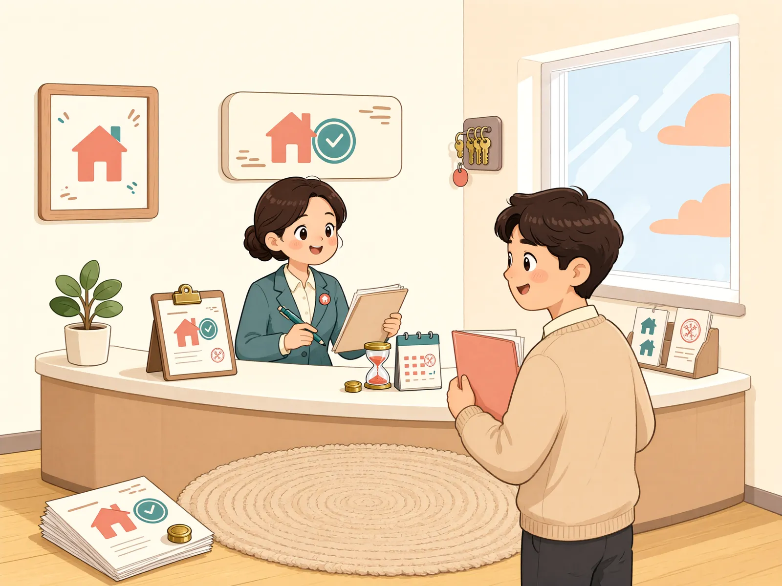 「등기부에 이름이 이어졌다면, 오래된 위조 주장에도 버틸 수 있을까」 상황을 그린 삽화