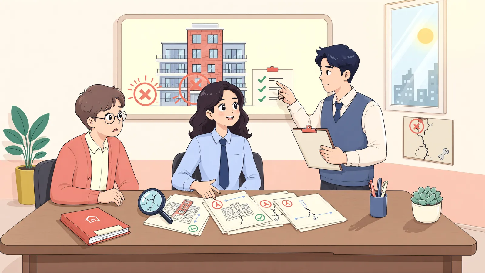 「하자소송 중 집을 팔았다면, 하자담보추급권은 누구에게?」 상황을 그린 삽화