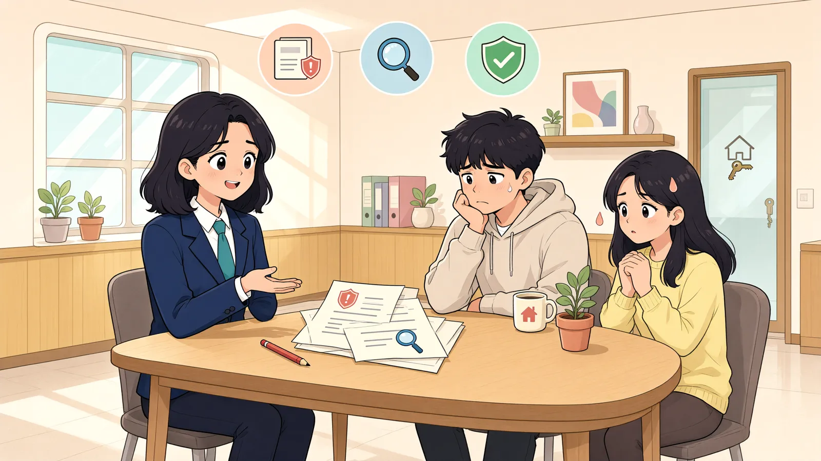 「돌봄을 조건으로 넘긴 집, 약속이 끊기면 되찾을 수 있을까」 상황을 그린 삽화