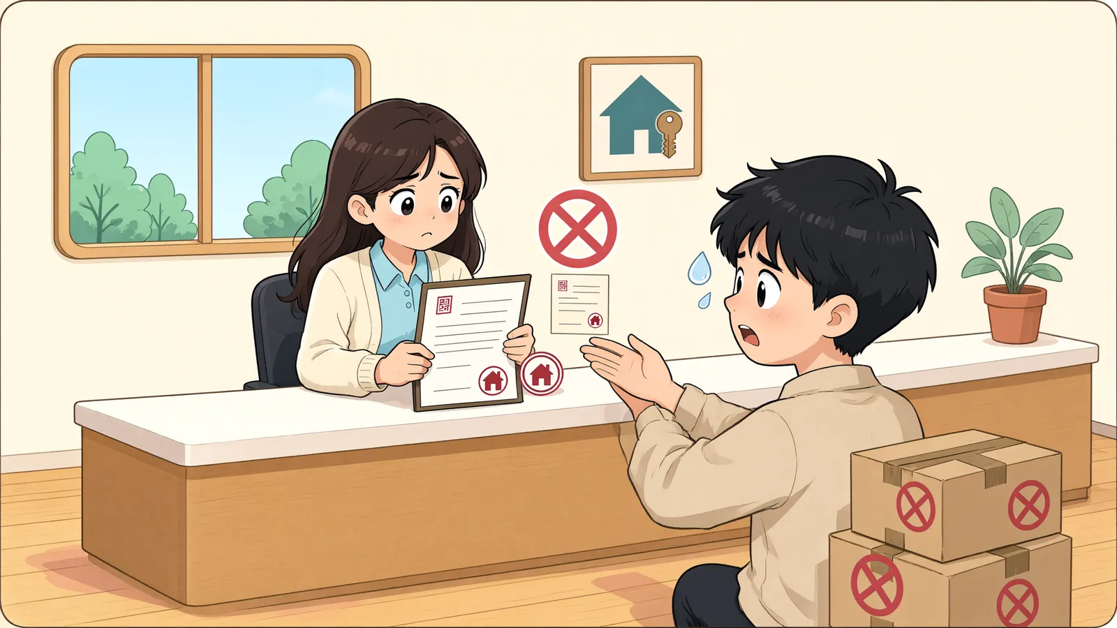 「전입신고, 이주대책 우려만으로 거부할 수 있을까」 상황을 그린 삽화