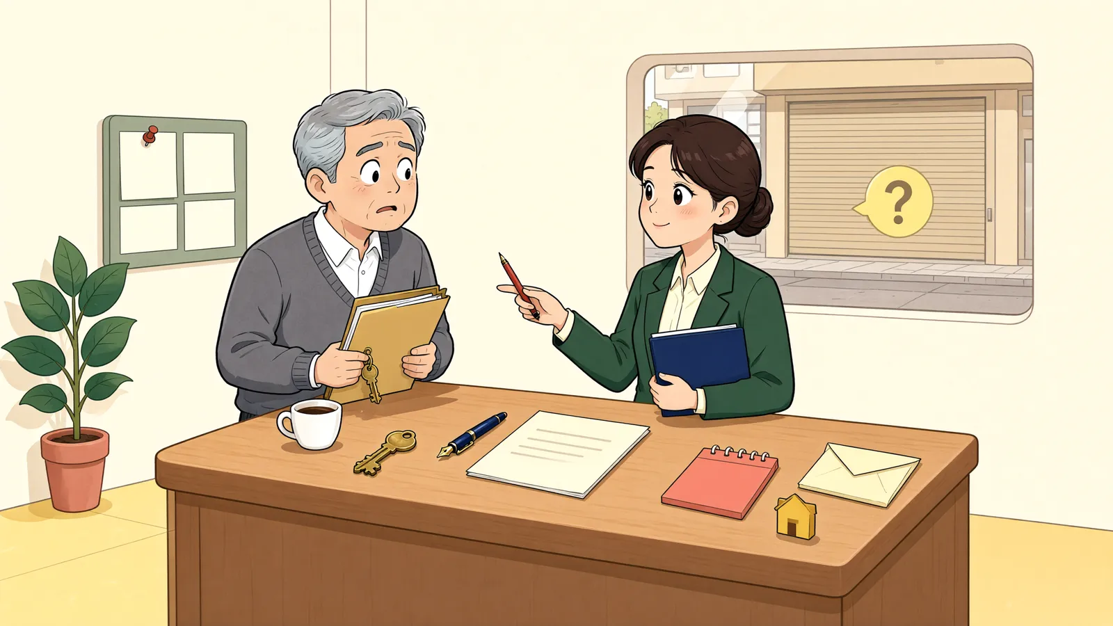 「점포 문은 잠겼고, 세입자는 사라졌다」 상황을 그린 삽화