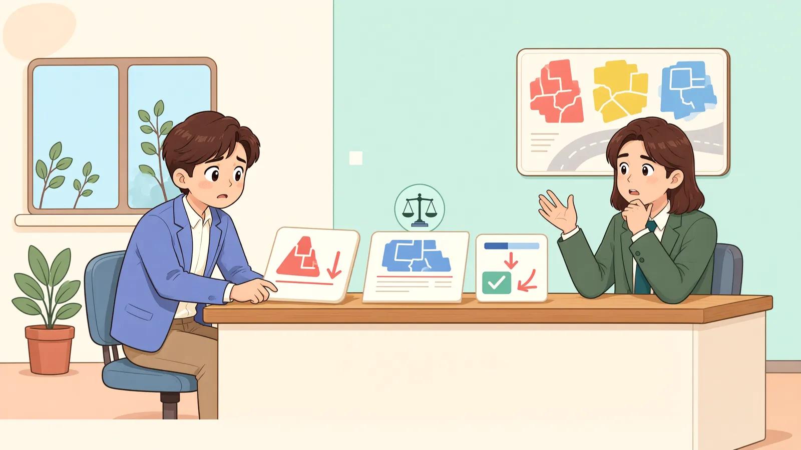 「평당 가격으로 샀는데 땅이 모자란다면」 상황을 그린 삽화