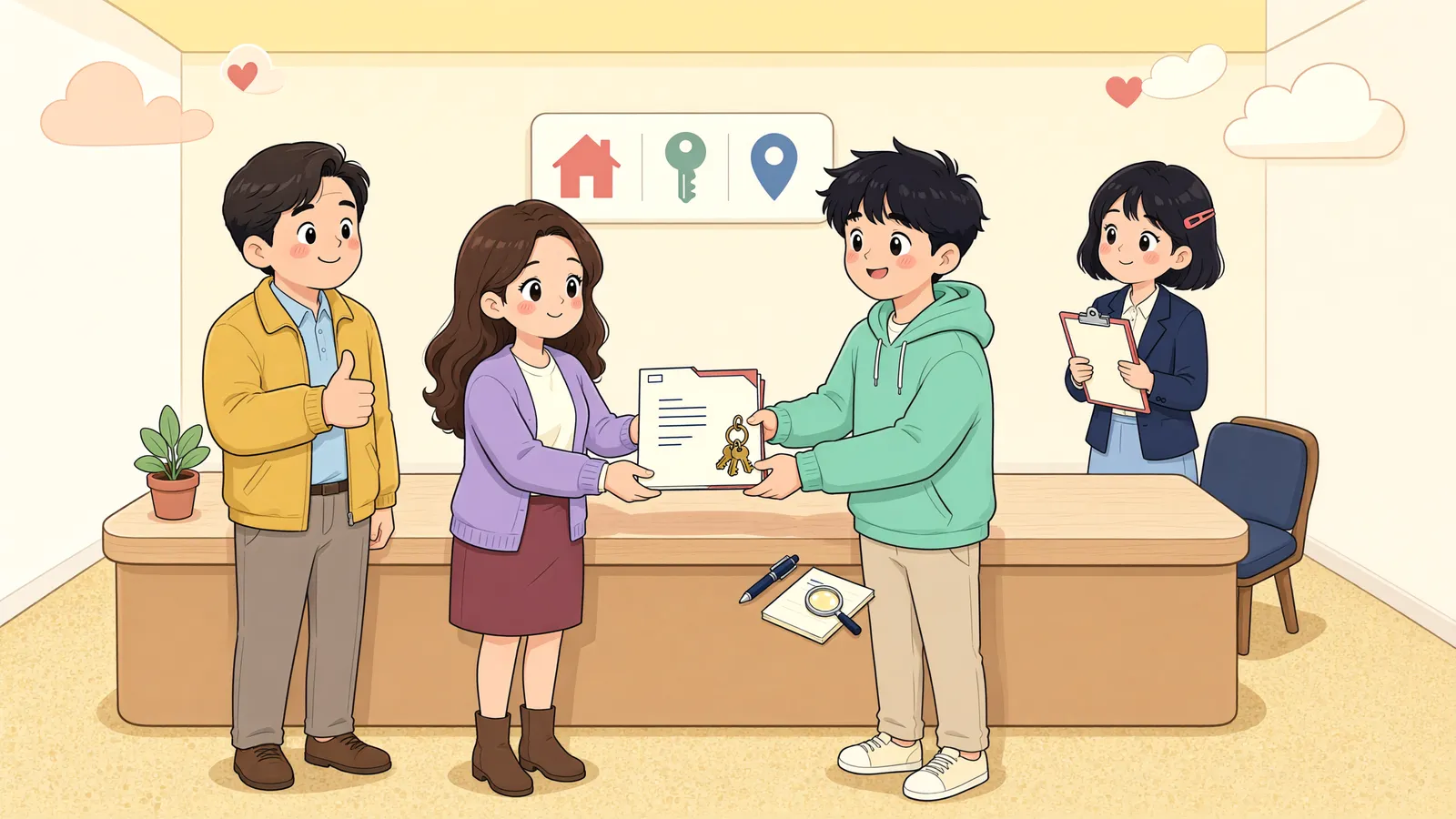 「전차인의 전입신고가 임차인의 대항력이 될 수 있을까」 상황을 그린 삽화