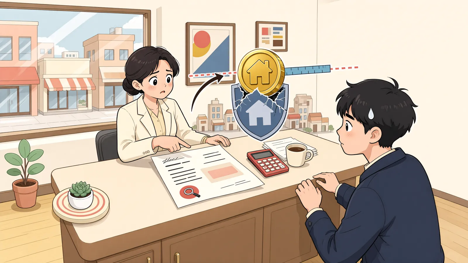 「월세를 더하니 보호 기준을 넘었다」 상황을 그린 삽화