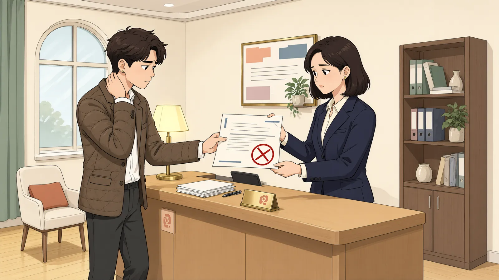 「위임계약 해지 통보, 이유가 틀려도 효력이 있을까?」 상황을 그린 삽화