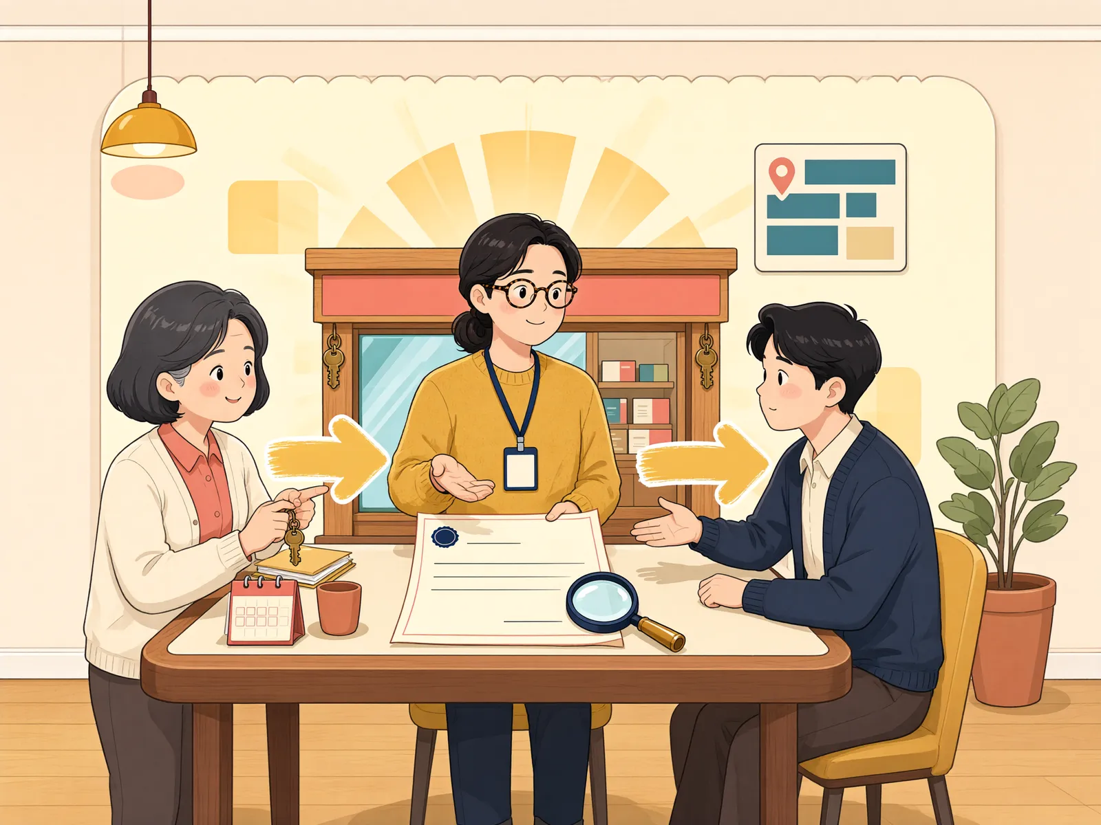 「영업을 넘겨받은 점포, 보증금도 직접 돌려받을 수 있을까」 상황을 그린 삽화