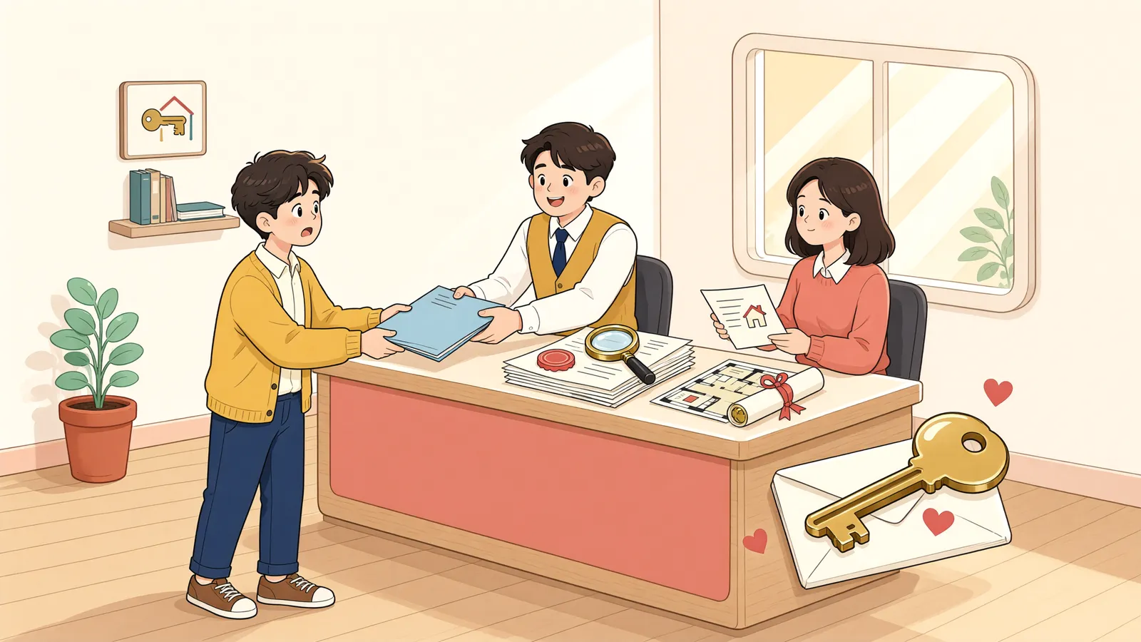 「경매로 집을 샀는데 전 소유자가 문을 열어주지 않는다면」 상황을 그린 삽화