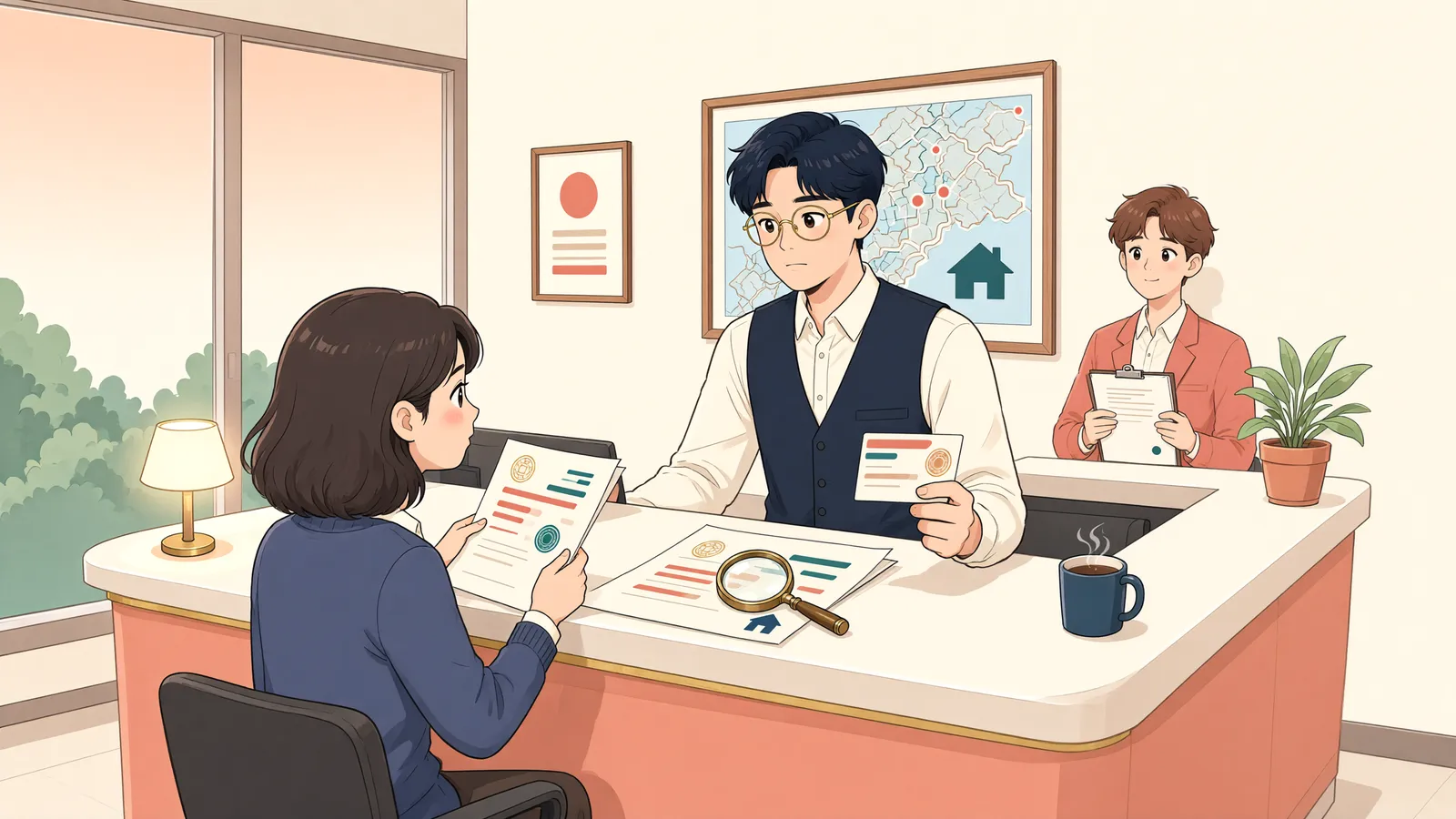 「앞선 소유자의 등기기간도 더할 수 있을까?」 상황을 그린 삽화