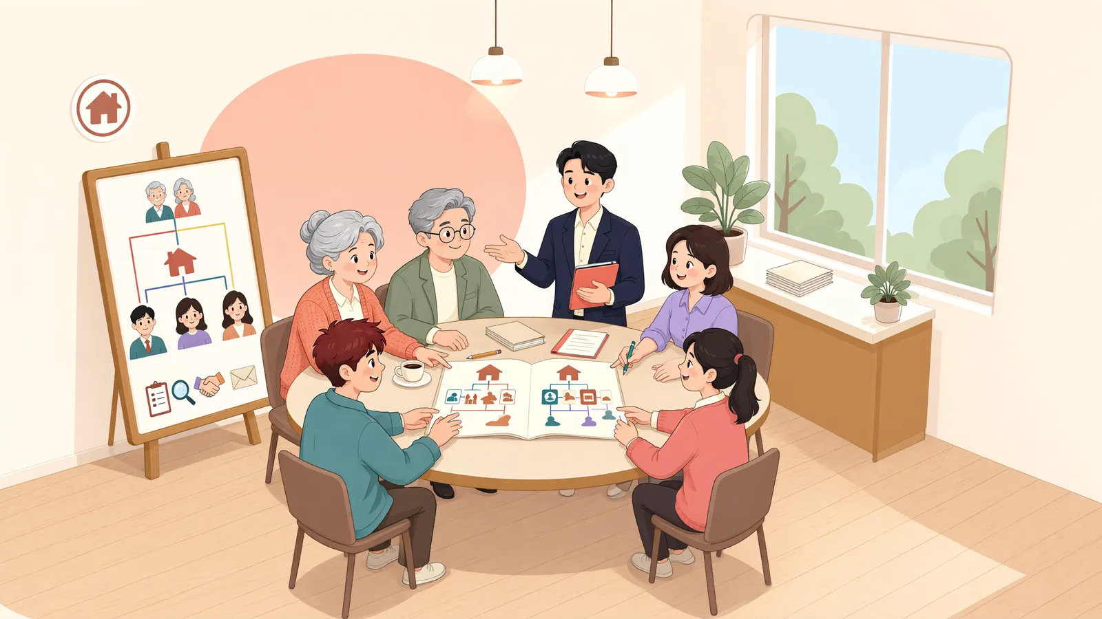 「미성년 자녀 몫까지 어머니가 정한 상속분할, 효력이 있을까」 상황을 그린 삽화