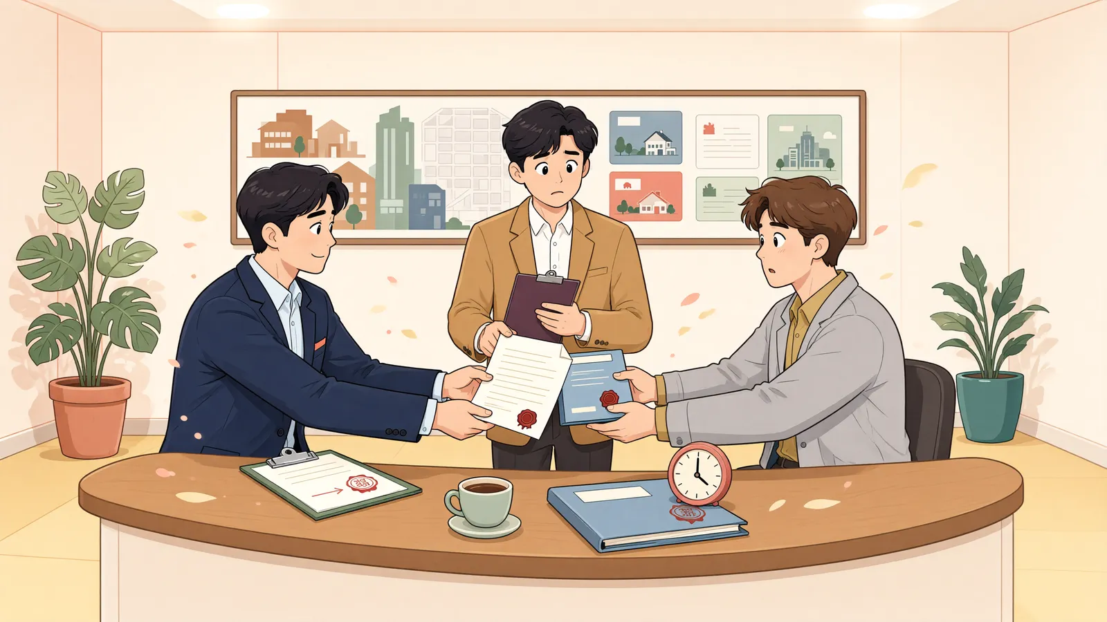 「압류명령을 받았는데, 추심 연락은 반년 뒤에 왔다면」 상황을 그린 삽화