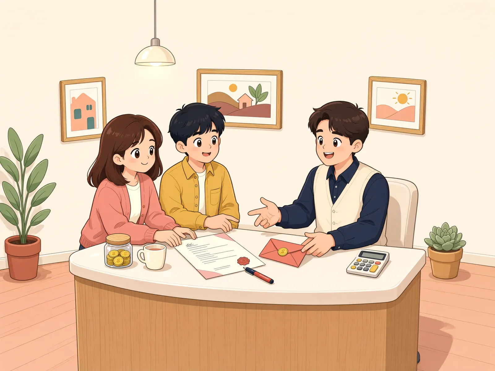 「계약금은 몰수하기로 했는데, 가계약금도 돌려받지 못할까요?」 상황을 그린 삽화