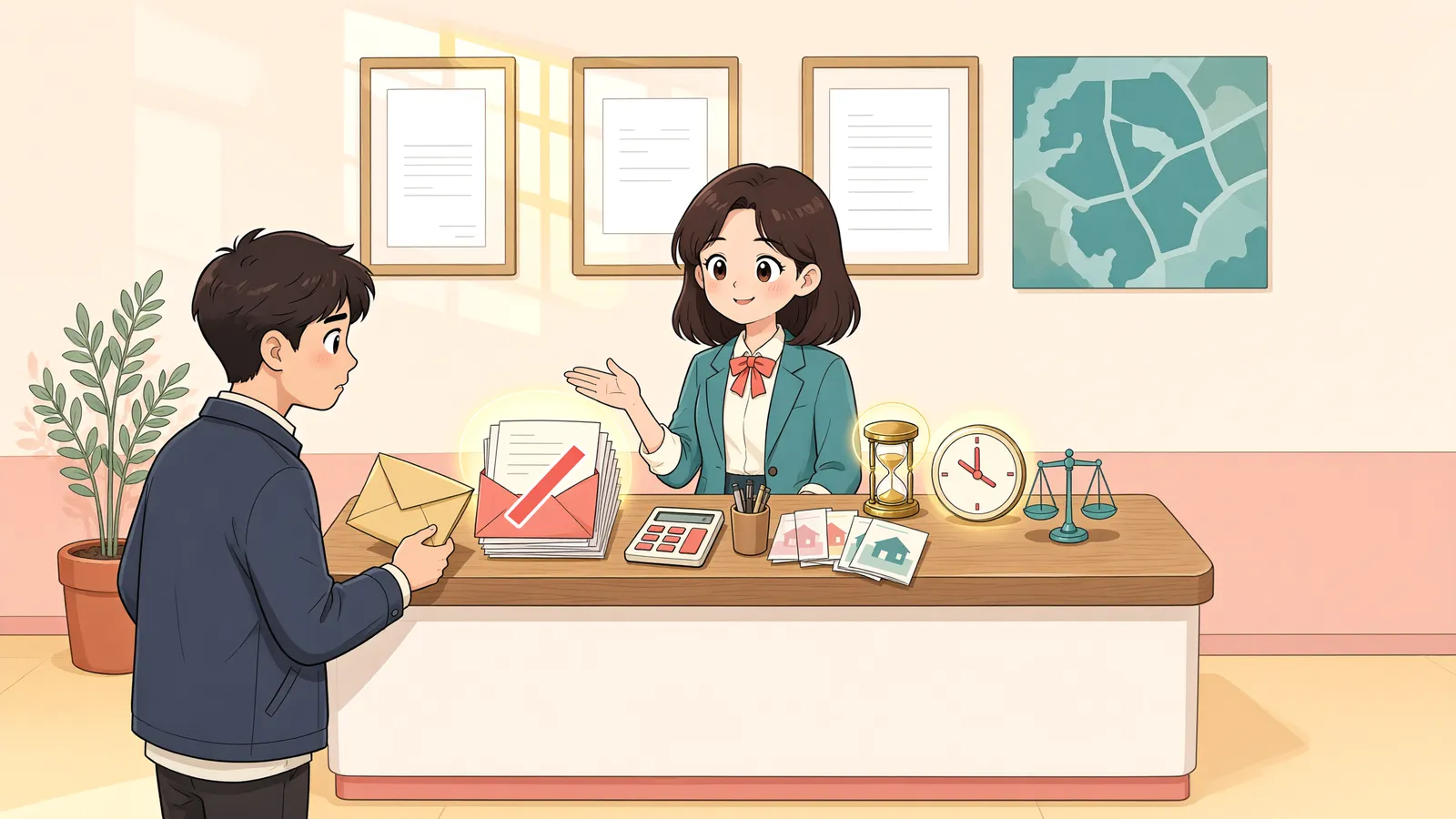 「신고한 땅값이 맞는데, 몇 년 뒤 세금 고지서가 왔다면」 상황을 그린 삽화