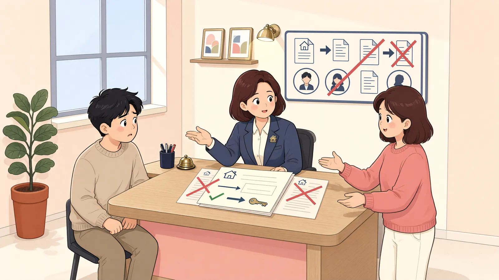 「명의가 돌아왔다고 소유권까지 돌아온 걸까?」 상황을 그린 삽화