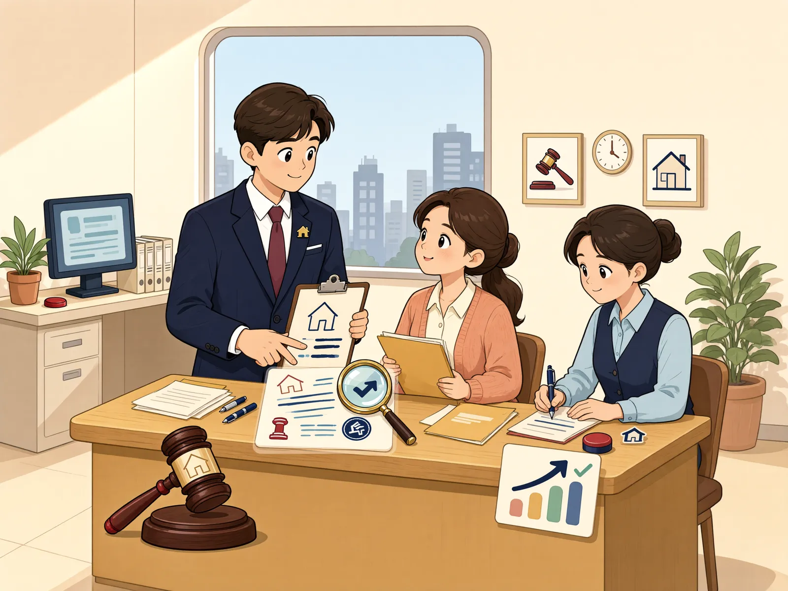 「경매개시등기 뒤 붙은 국세 압류, 배당요구를 놓치면」 상황을 그린 삽화