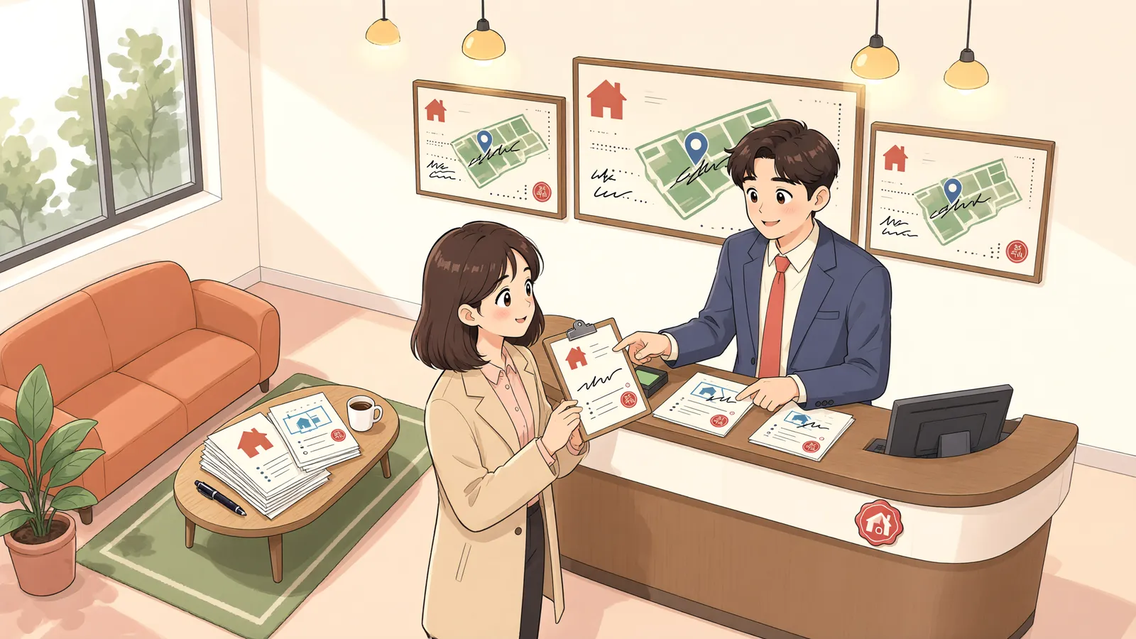 「옆 땅을 깎아 내린 이웃, 예방 공사비를 청구할 수 있을까?」 상황을 그린 삽화