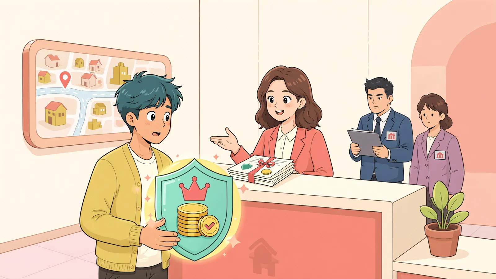 「먼저 설정된 근저당권, 상가 임차인은 일부라도 앞설 수 있을까」 상황을 그린 삽화