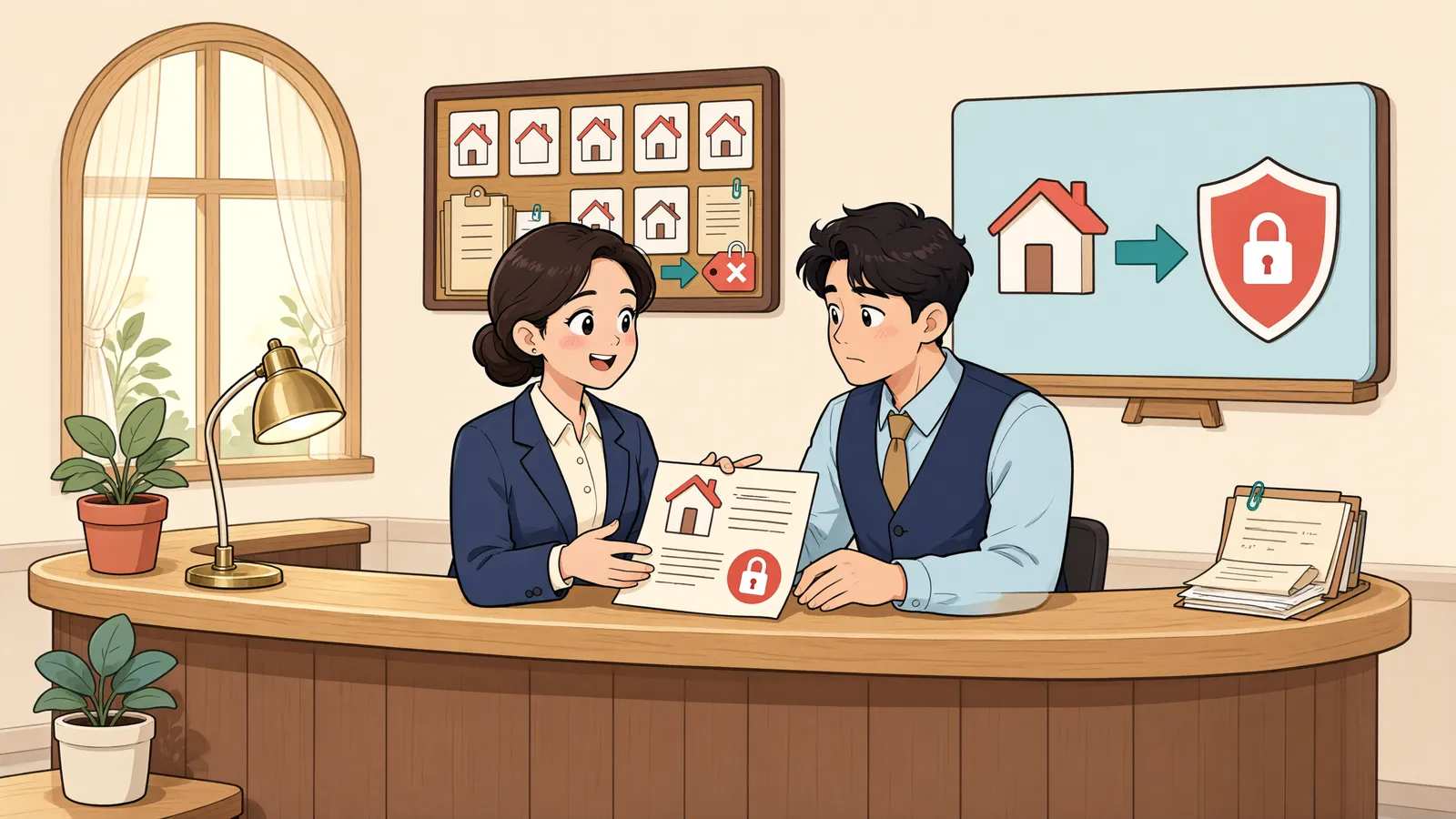 「가압류한 부동산이 팔리고 경매에 넘어갔다면」 상황을 그린 삽화
