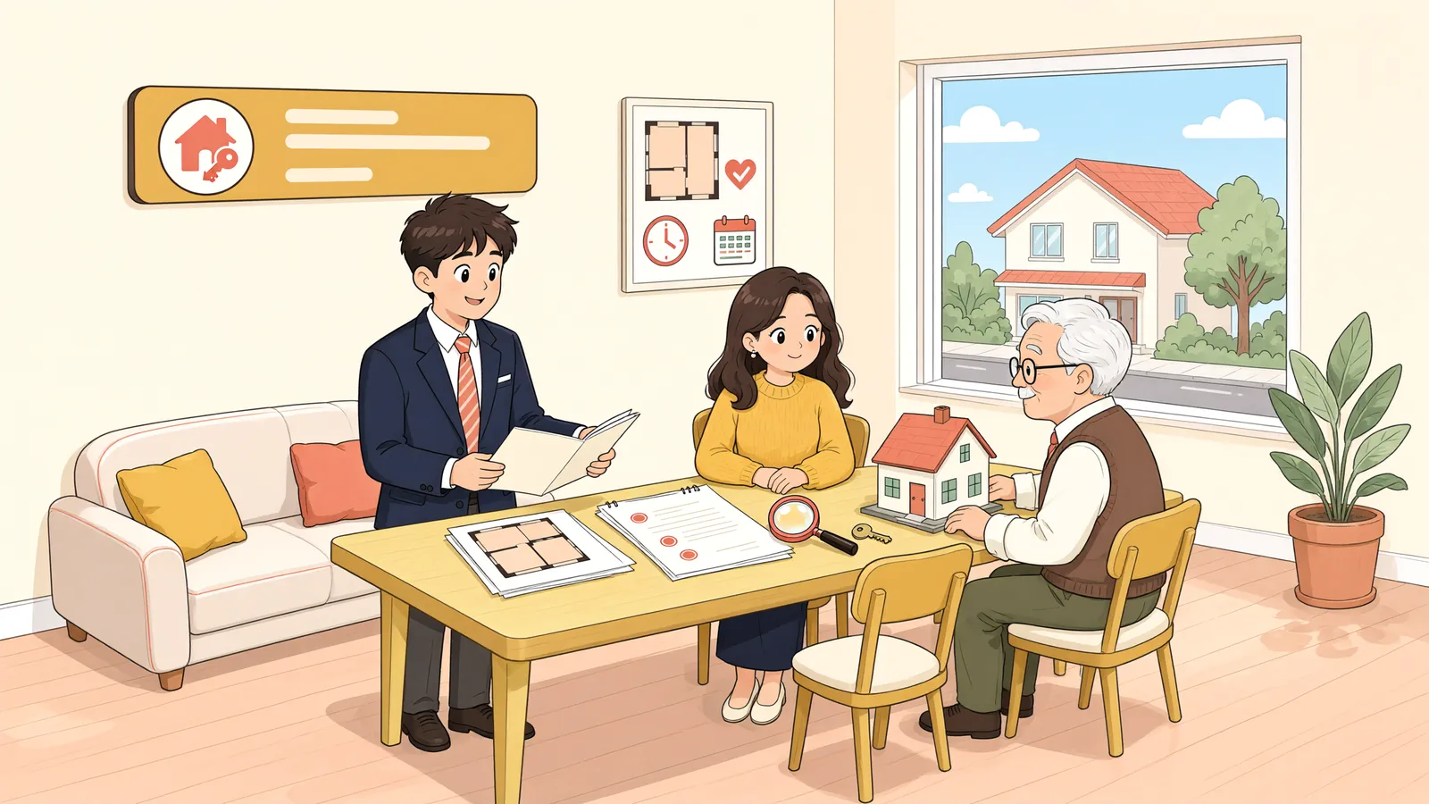 「잡초를 걷어내고 창고를 세웠는데, 땅도 내 것이 될까」 상황을 그린 삽화