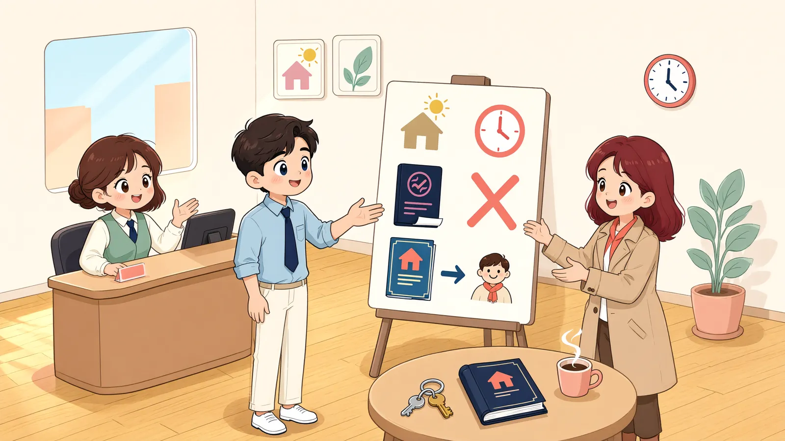 「시효로 얻은 땅에 남은 근저당권, 빚부터 갚아야 할까?」 상황을 그린 삽화