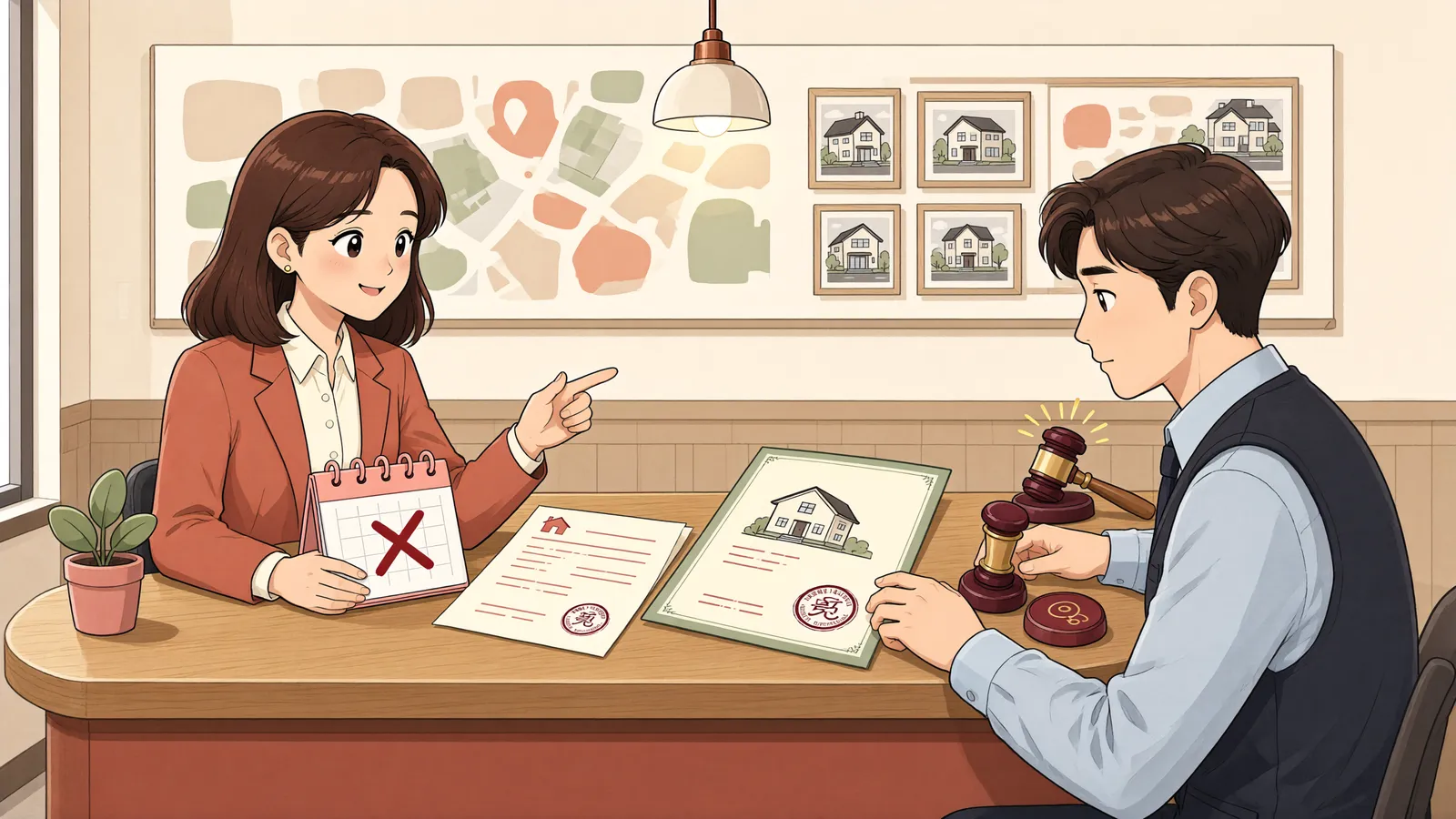「전세권에 저당권을 설정했다면, 만기 뒤에는 어디를 겨눠야 할까」 상황을 그린 삽화