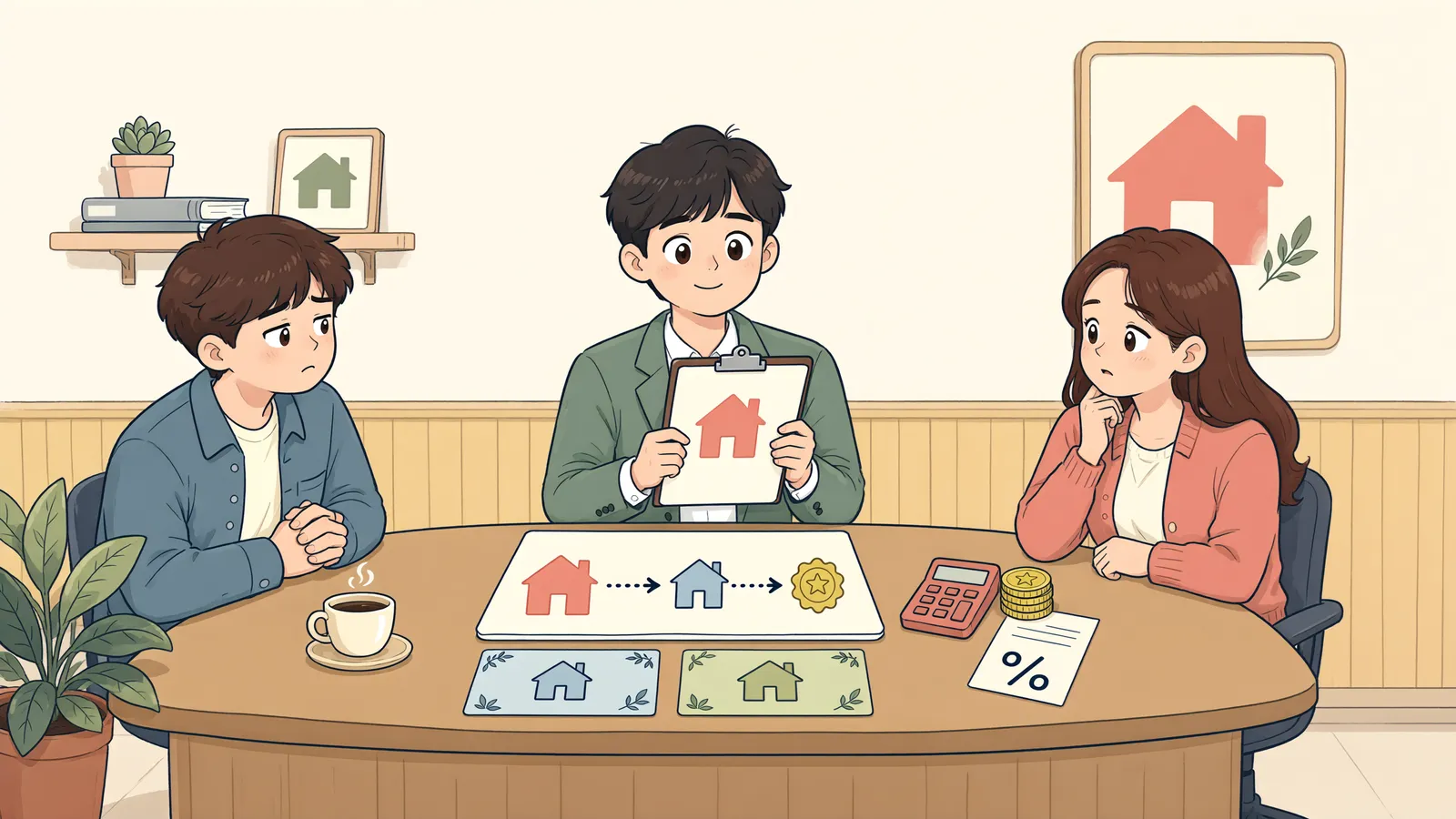 「이혼하며 상가를 넘겼다면, 양도소득세는 어떻게 될까?」 상황을 그린 삽화