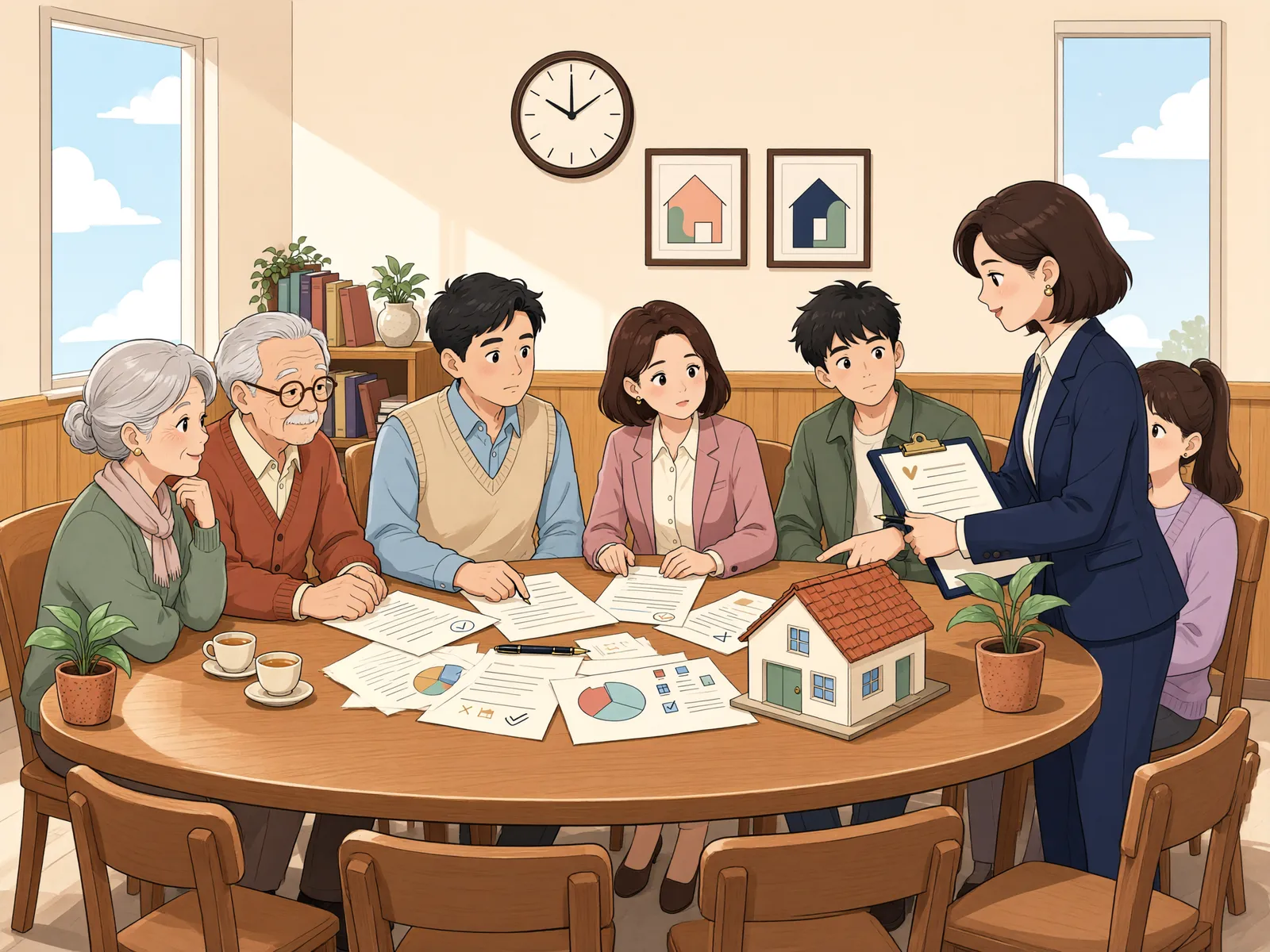「상속재산 분할 협의, 상속인 모두가 응해야 할까요?」 상황을 그린 삽화