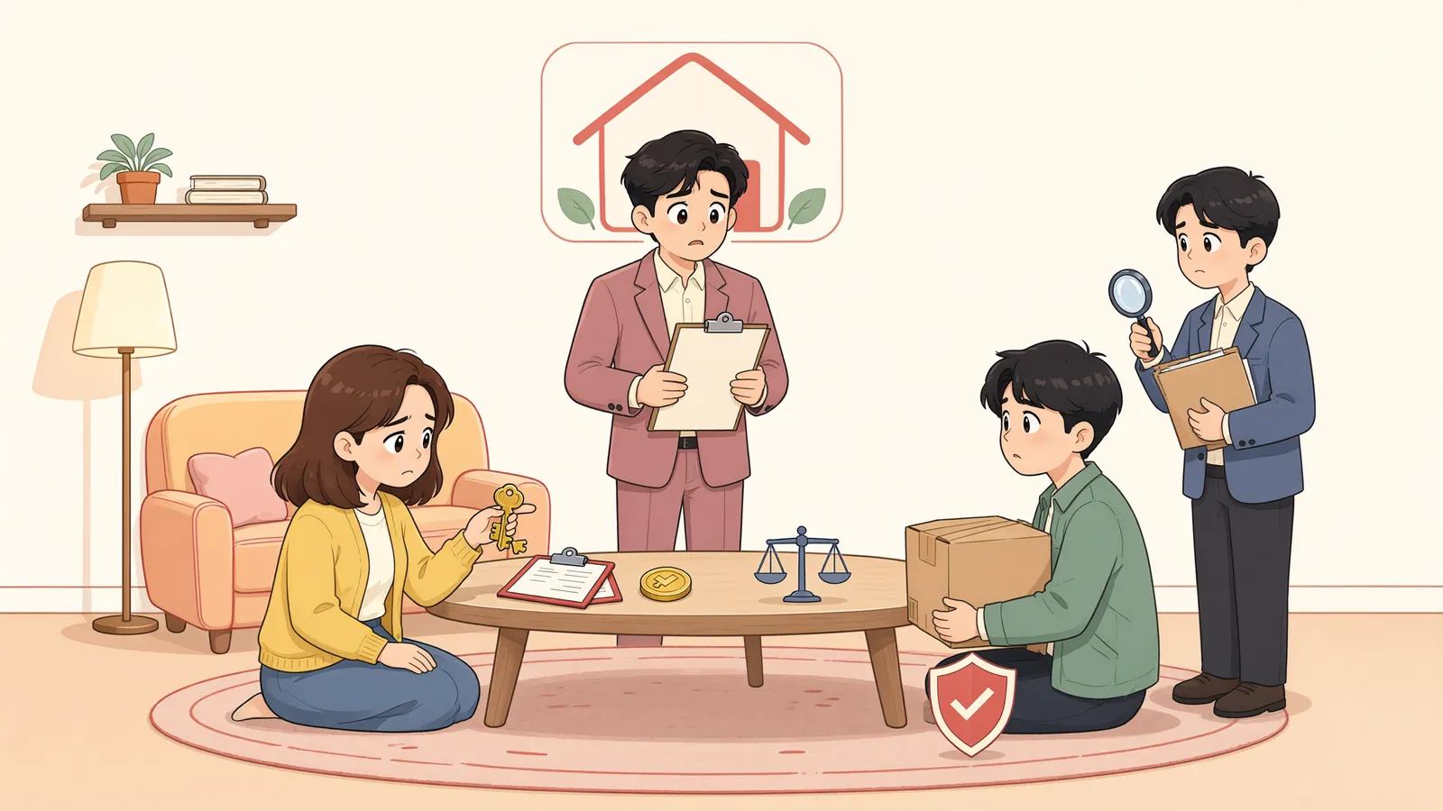 「전대 사실을 알았다고 곧바로 전차인에게 청구할 수 있을까」 상황을 그린 삽화