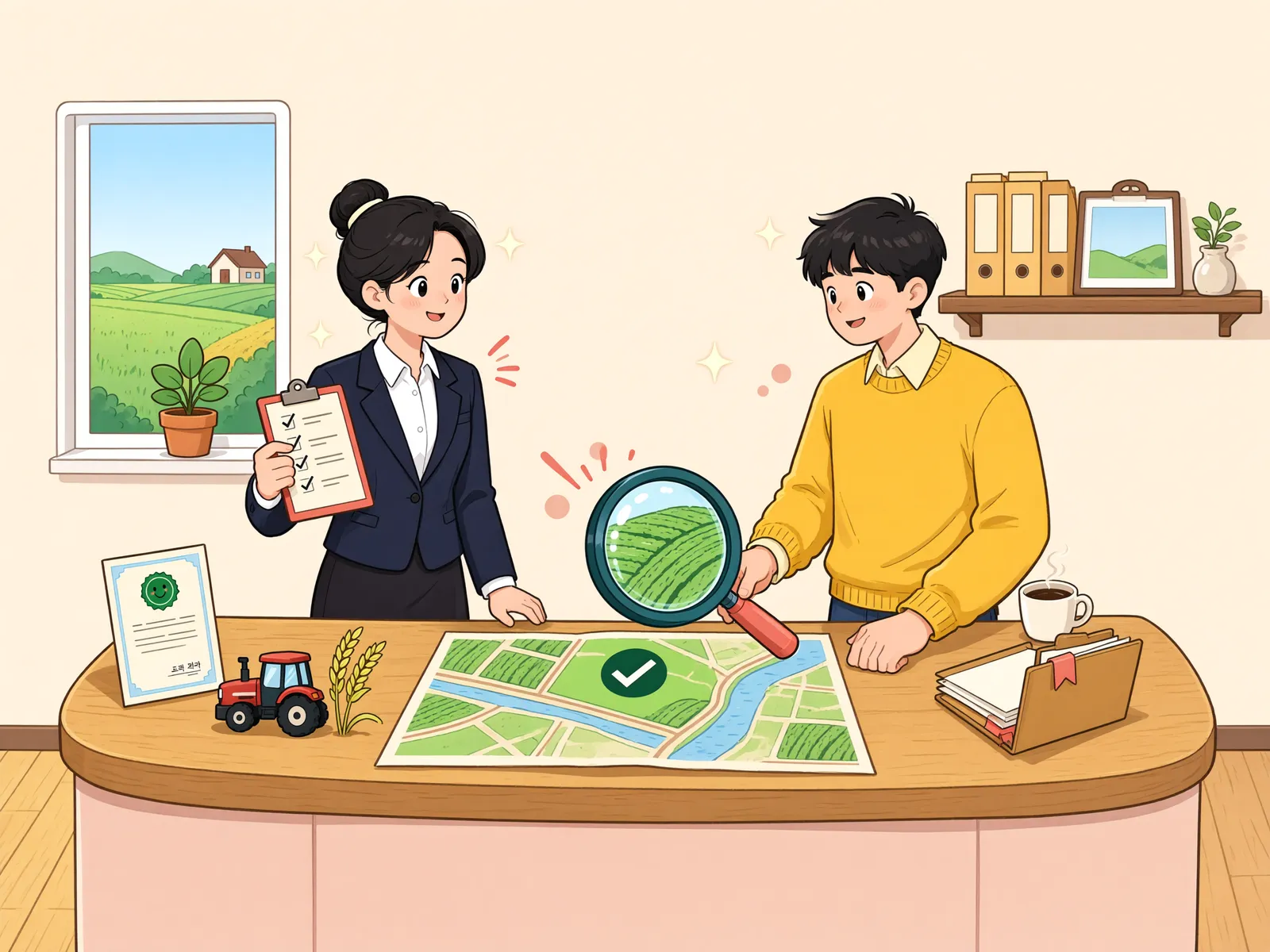 「허가기간이 끝난 뒤에도 쓰는 밭, 이제 농지가 아닐까?」 상황을 그린 삽화