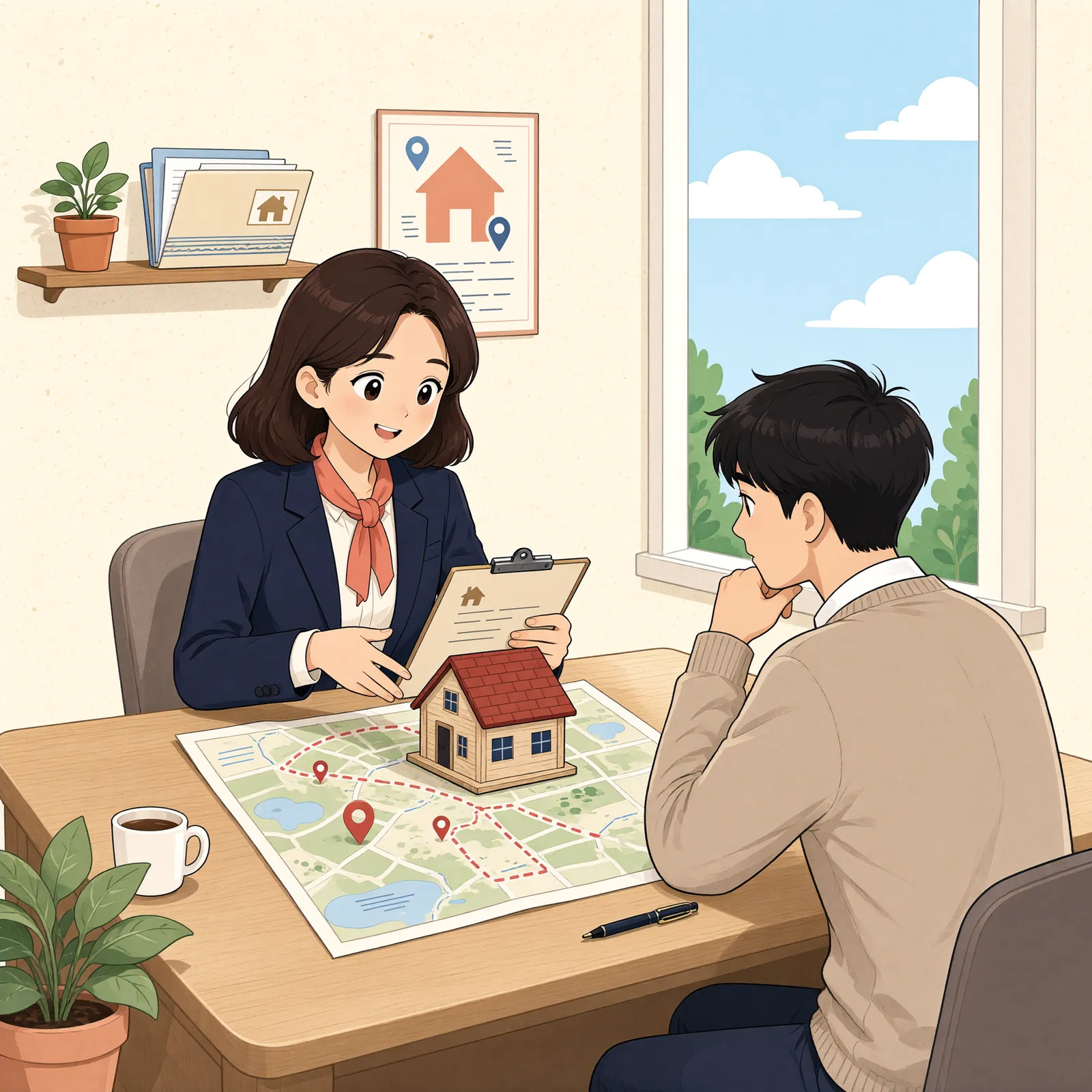 「허가 없는 집도 땅주인에게 사 달라고 할 수 있을까」 상황을 그린 삽화