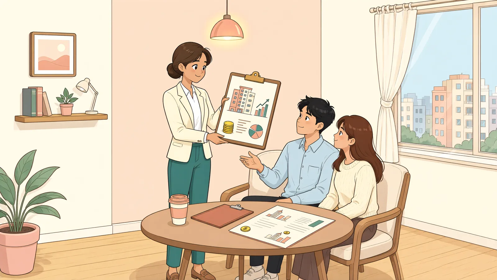 「아파트를 샀더니 전 주인의 연체료까지 내라고요?」 상황을 그린 삽화