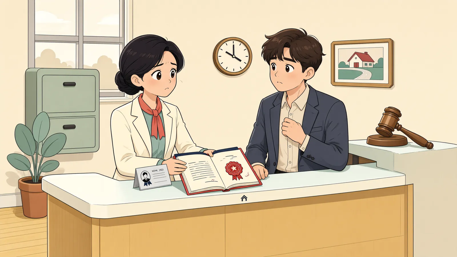 「소유자가 사망했는데도 근저당권 경매는 계속될까?」 상황을 그린 삽화